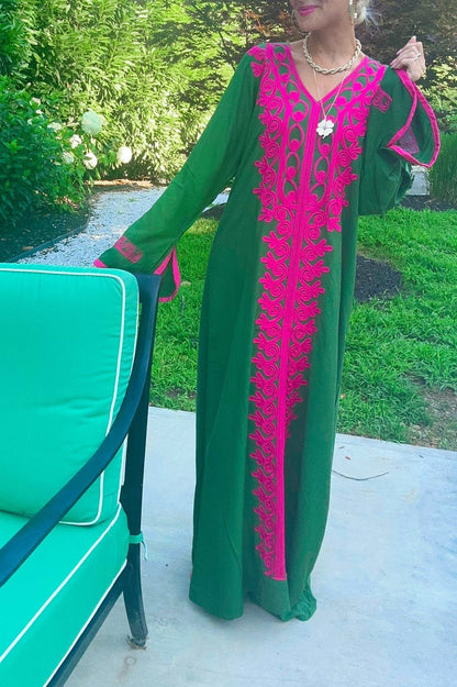 Green Bohemian Maxi kaftan dress