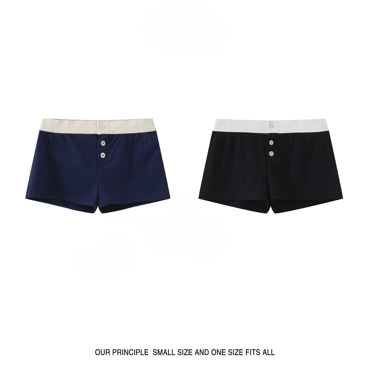 Women's Three-button Cotton Shorts (set of two)