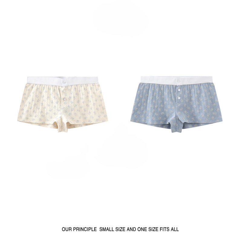 Women's Three-button Cotton Shorts (set of two)