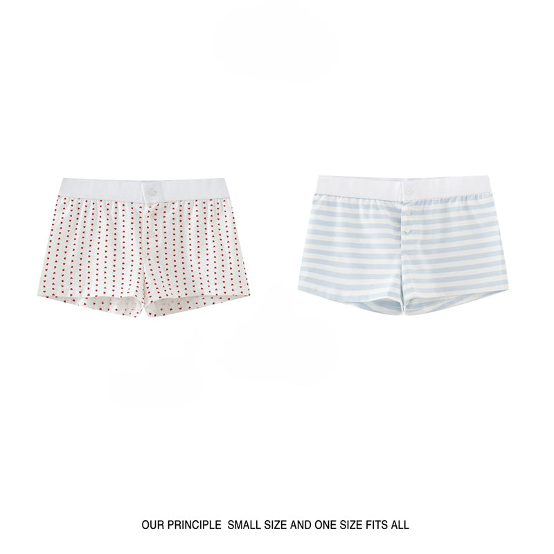 Women's Three-button Cotton Shorts (set of two)