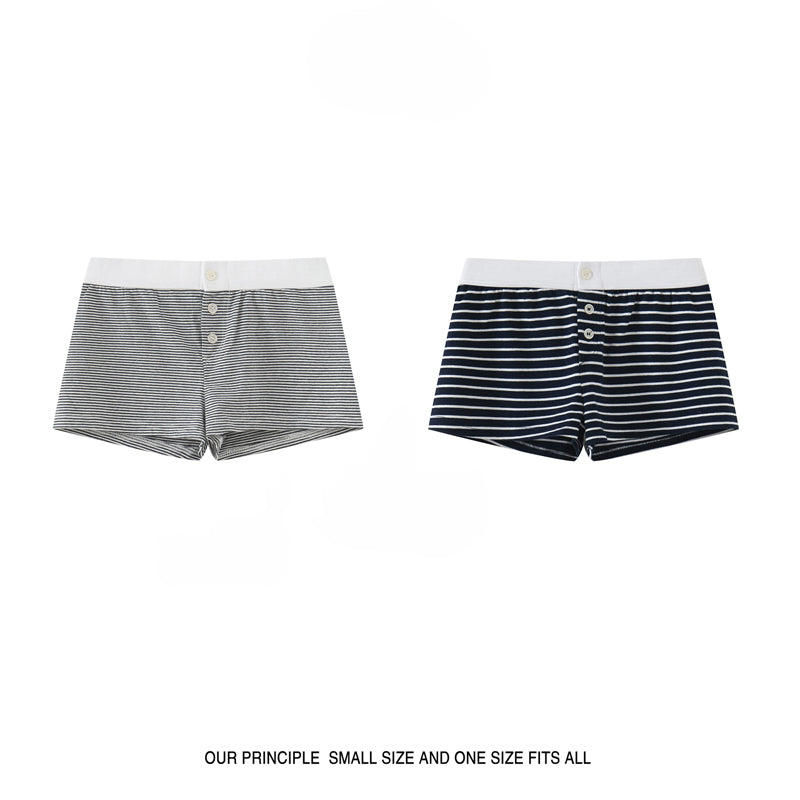 Women's Three-button Cotton Shorts (set of two)