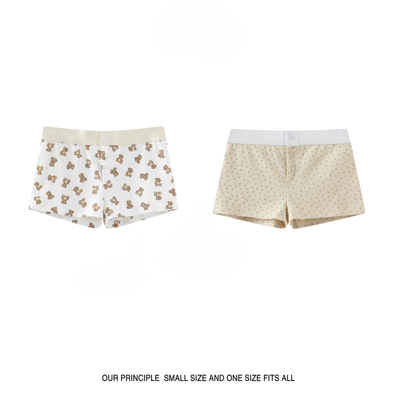 Women's Three-button Cotton Shorts (set of two)