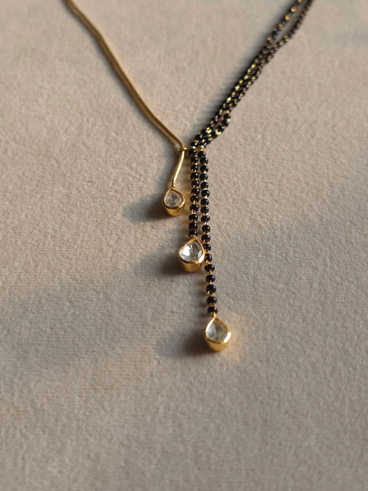 Moissanite polki in 22kt gold plated silver necklace
