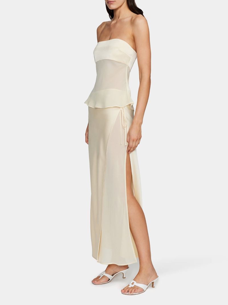 Sheer Georgette Satin Midi Dress