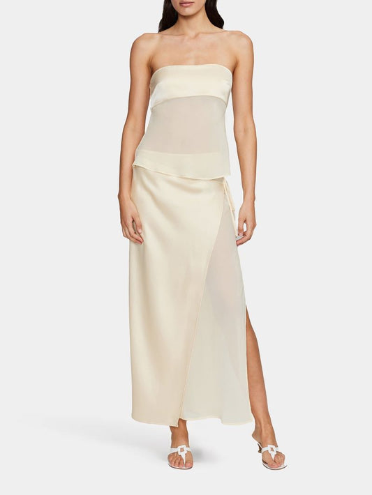 Sheer Georgette Satin Midi Dress