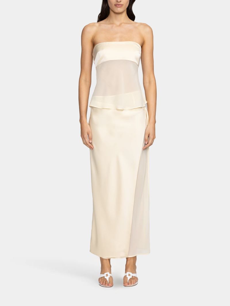 Sheer Georgette Satin Midi Dress