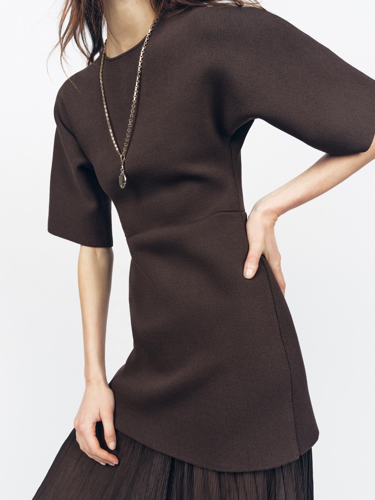 Belted Pleated Midi Dress