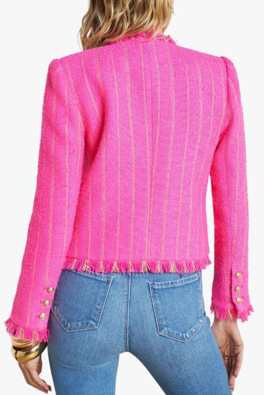 Tweed Jacket in Shocking Pink & Gold Stripe