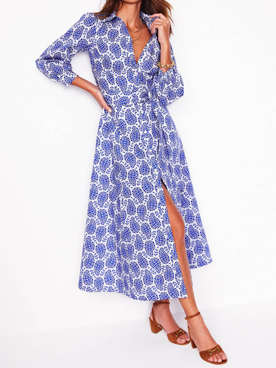 Gallery Blue Dahlia Cotton Shirt Dress