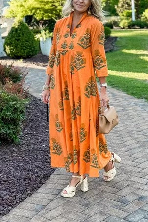 Orange Crush Waist Midi Dress