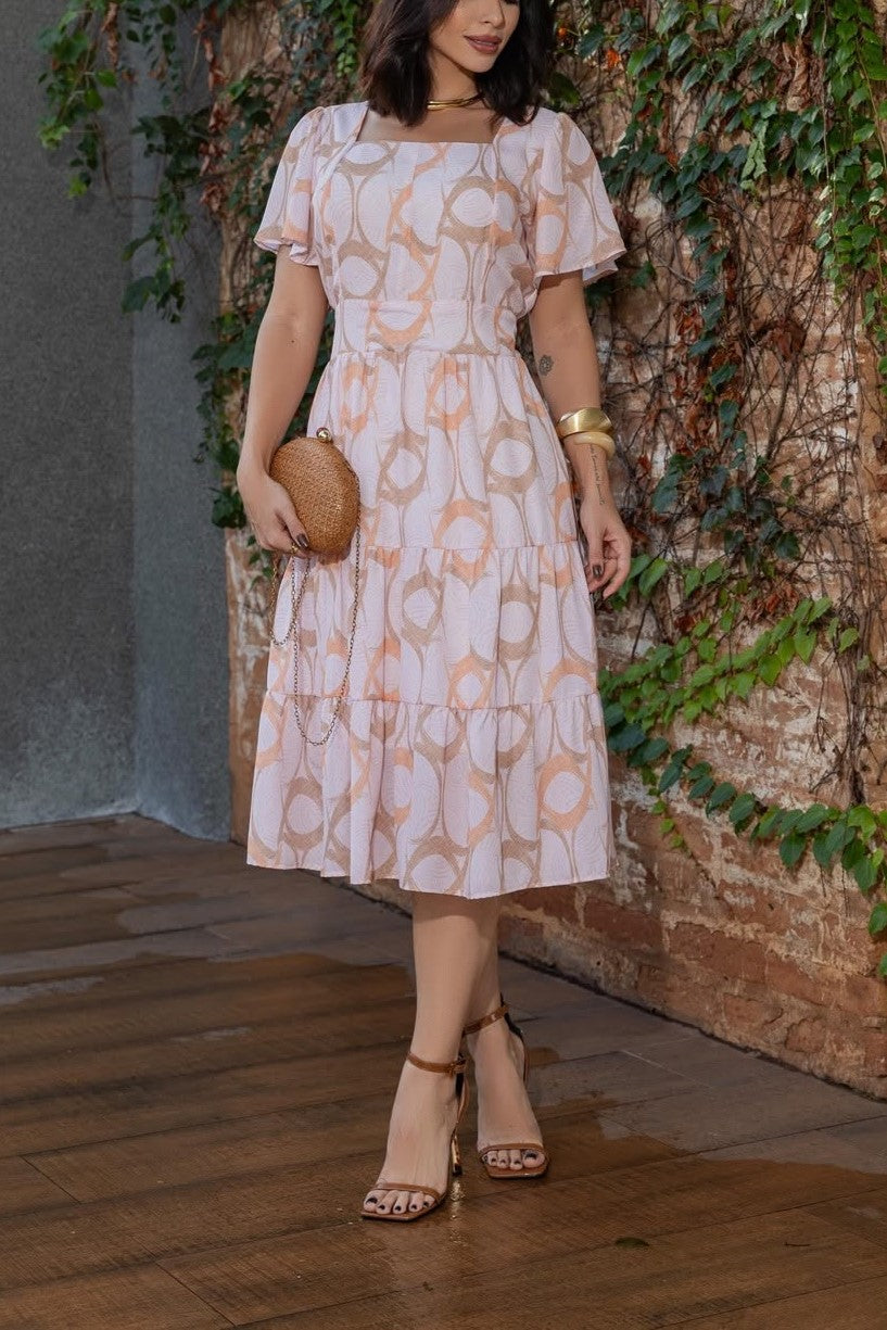 Stylish Printed Short Sleeve Dress