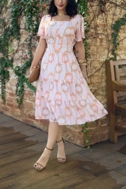 Stylish Printed Short Sleeve Dress