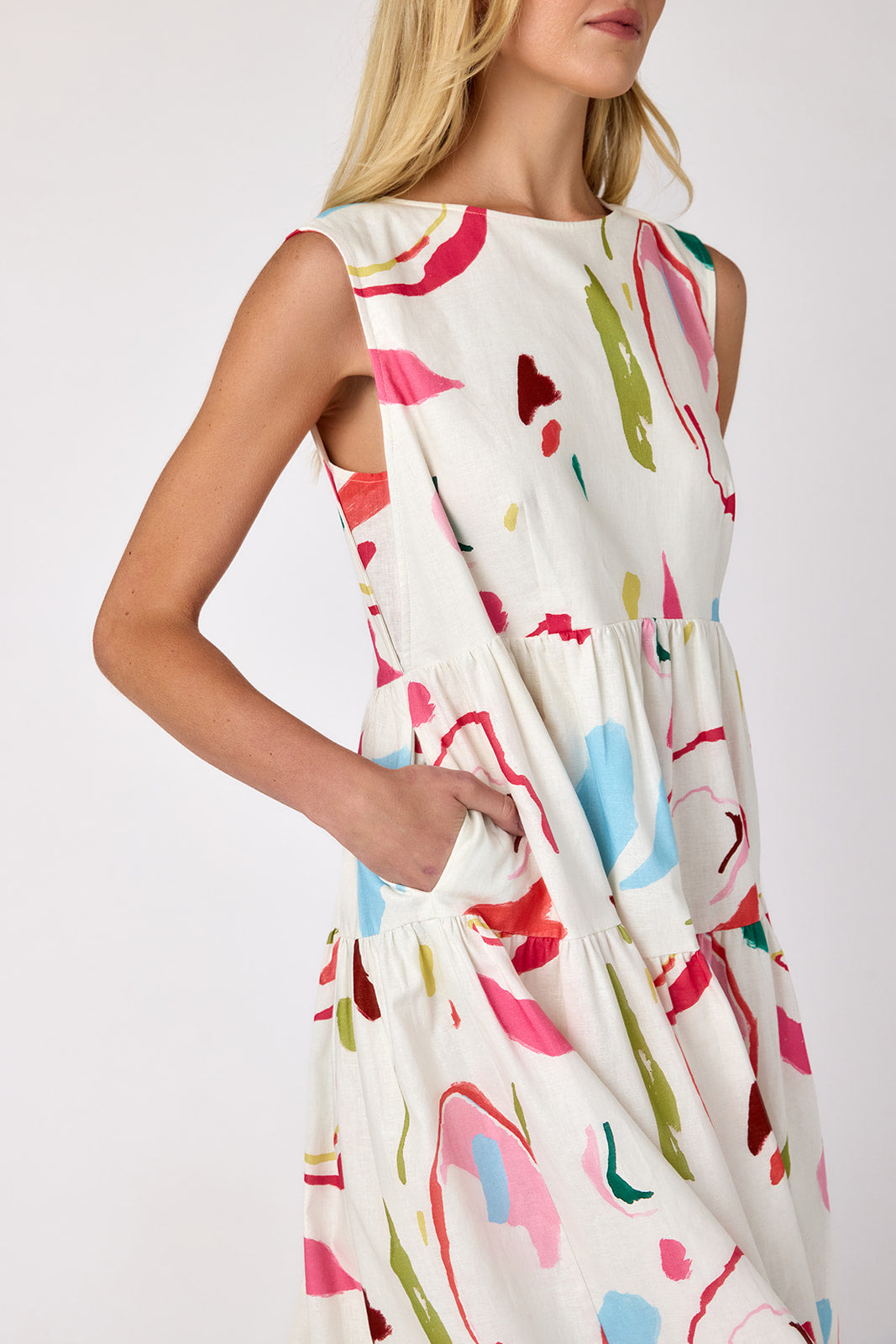 The Cotton Sleeveless Tiered Maxi Dress