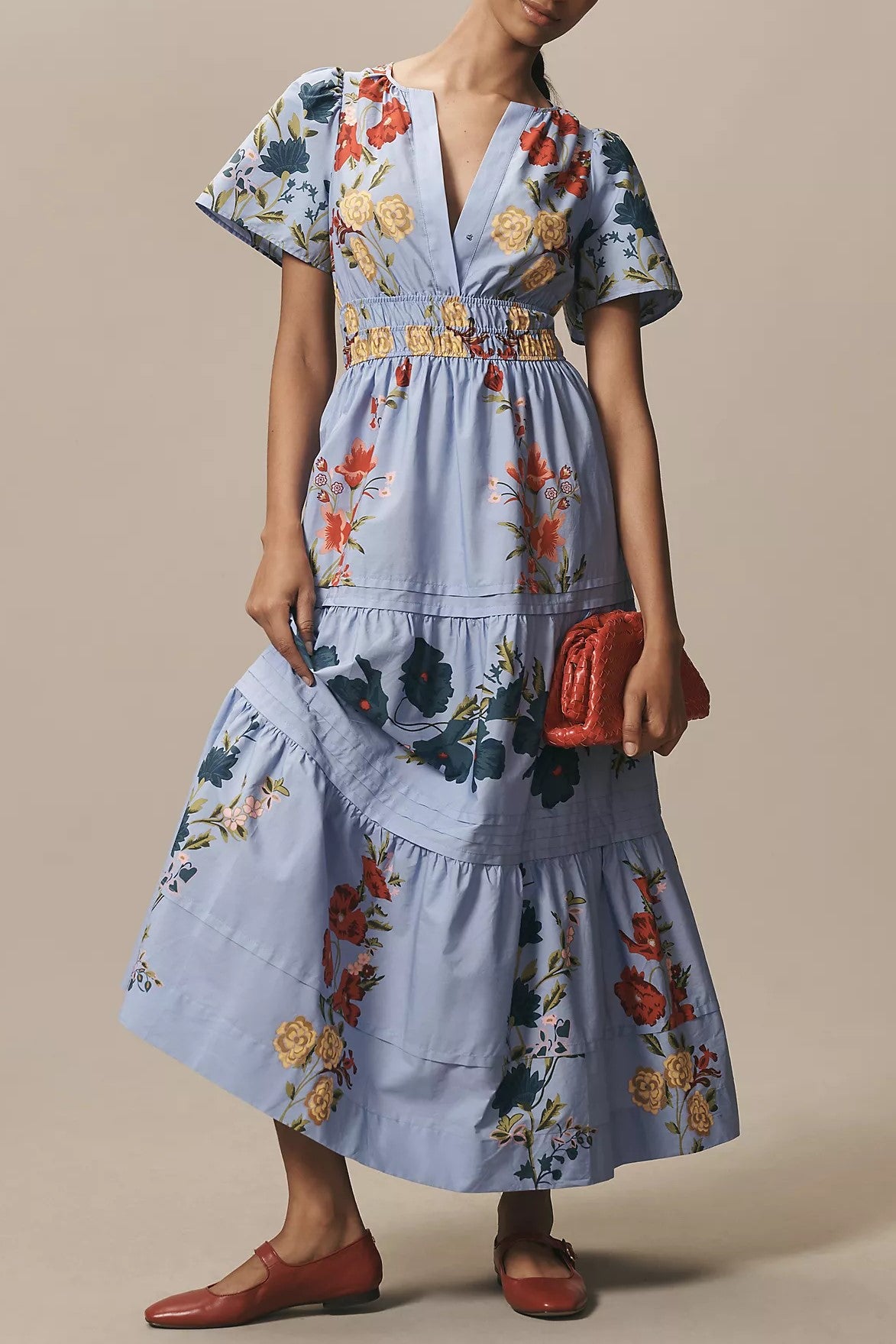 Smocked Waist Printed Maxi Dress