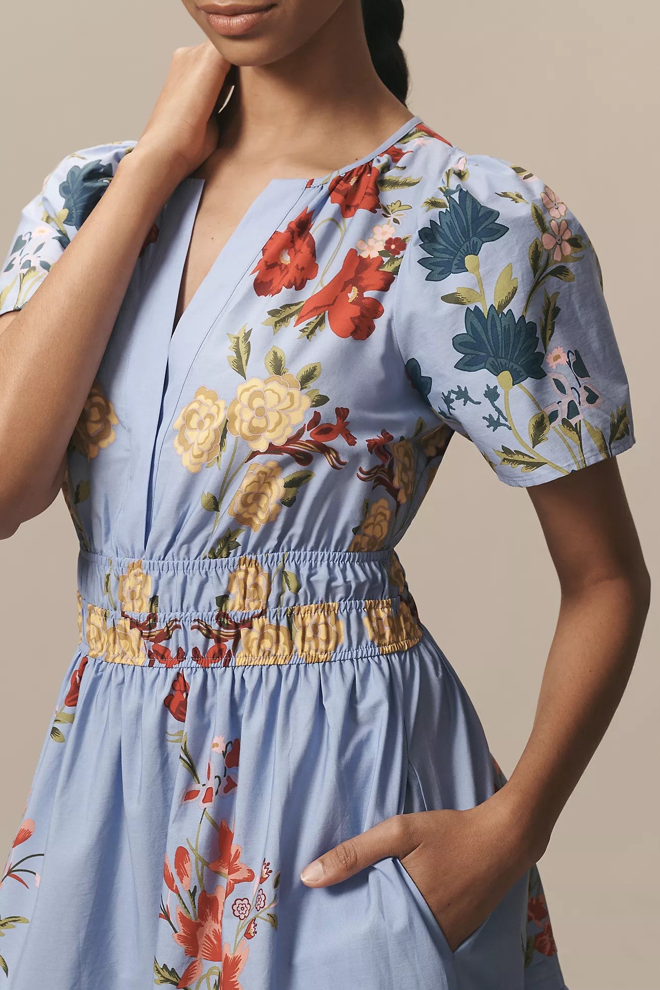 Smocked Waist Printed Maxi Dress