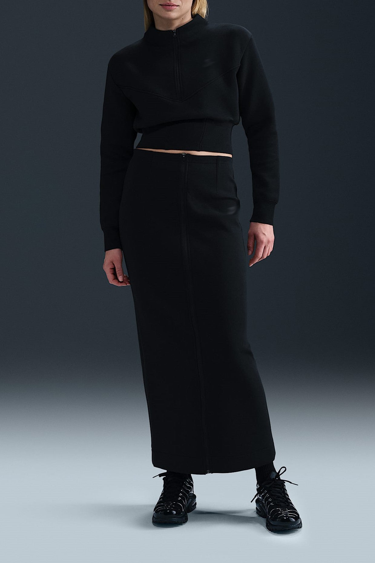 Women's Quarter-Zip Top And Pleated Pants Set