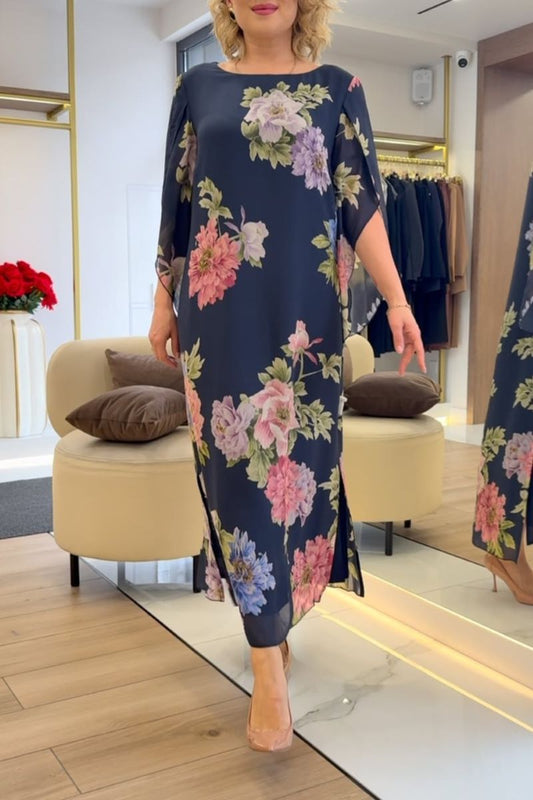 Unique Floral Print Maxi Dress