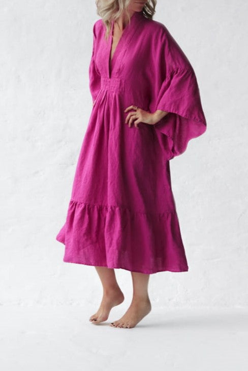 Soft Baltic Linen Neon Pink Dress