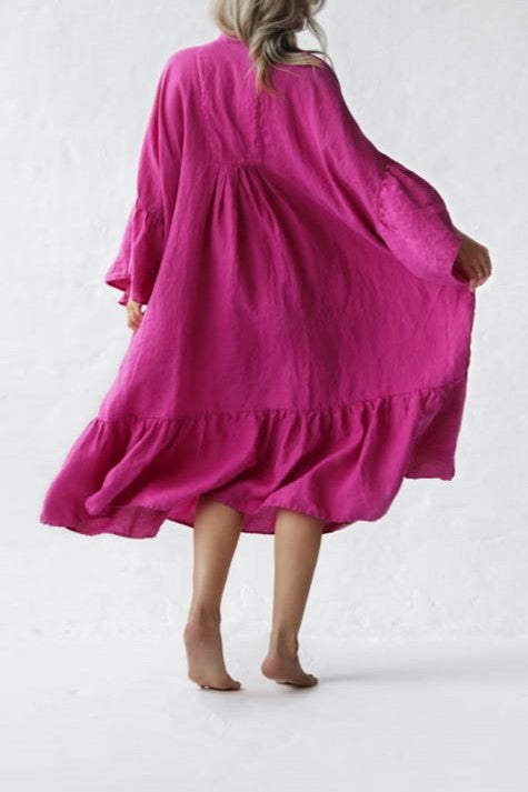 Soft Baltic Linen Neon Pink Dress