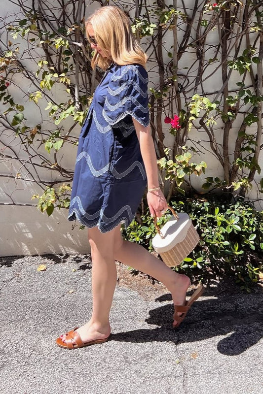 V-Neck Embroidered Dress