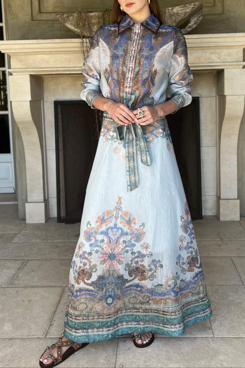 Embroidered Printed Two-piece Set