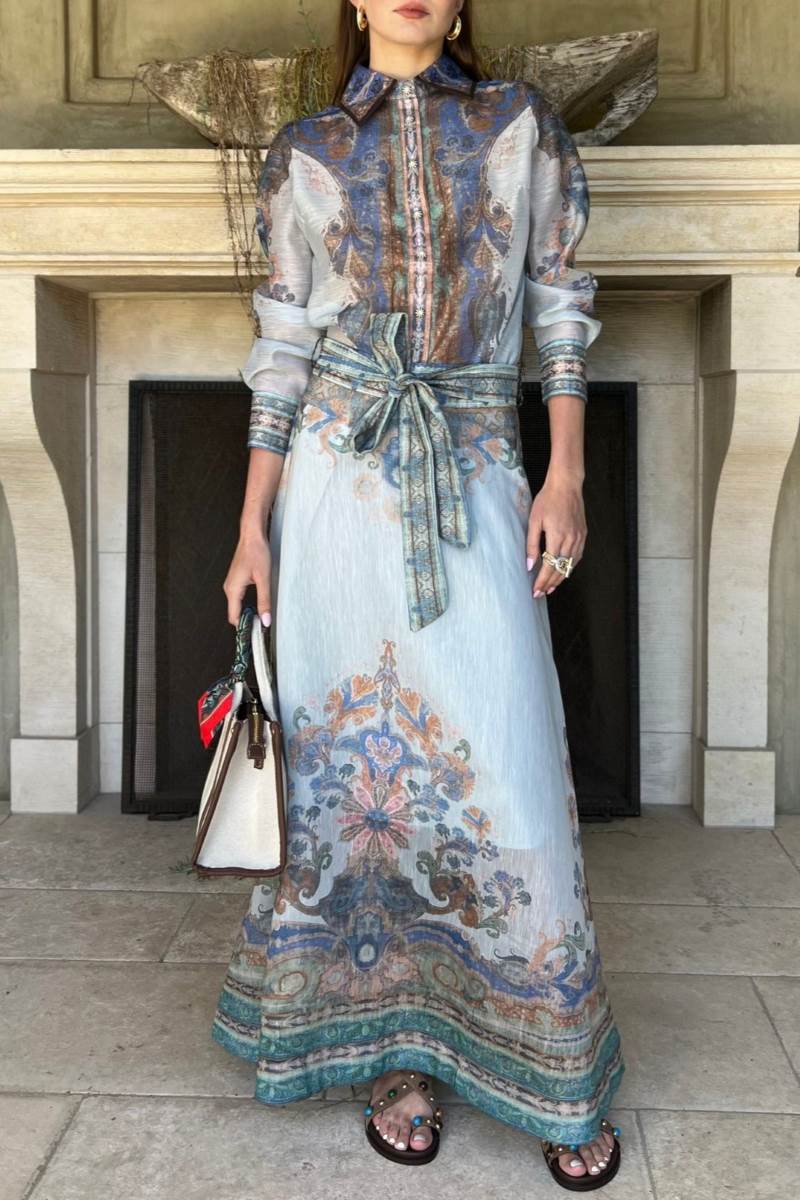 Embroidered Printed Two-piece Set