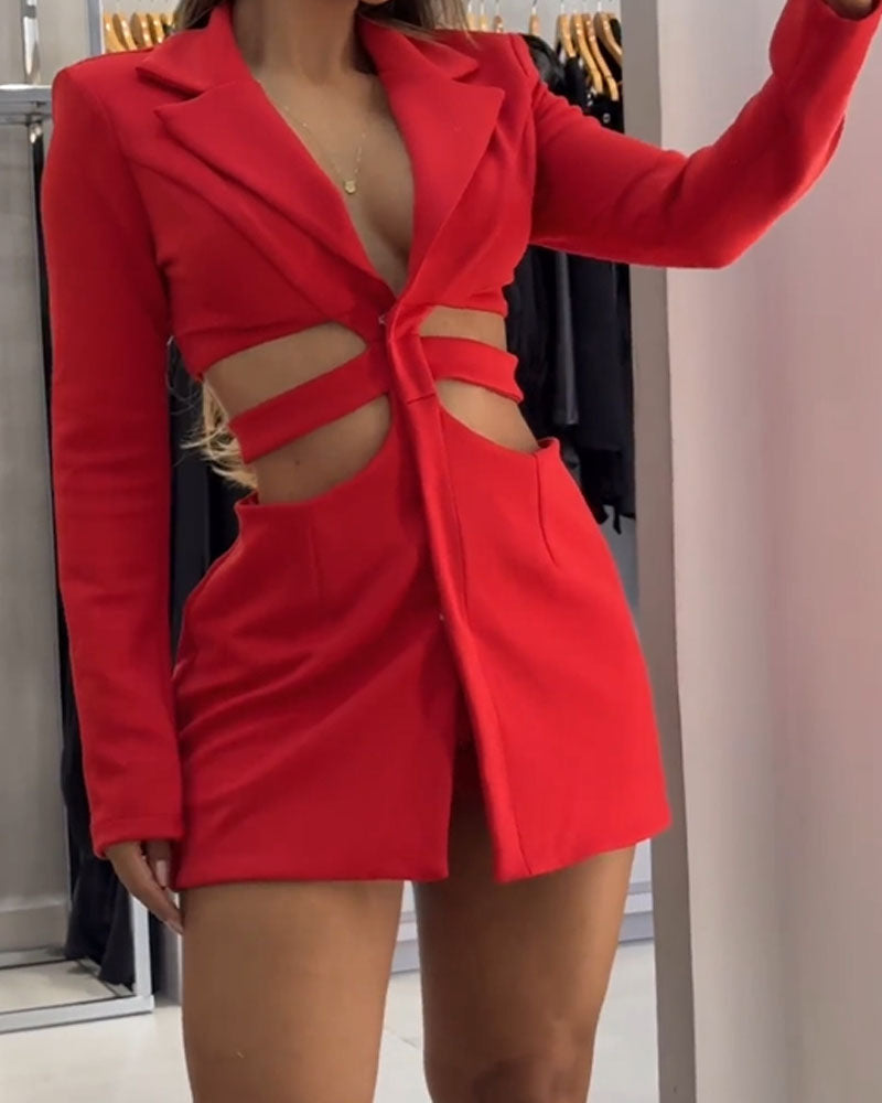 The Narcissus Hollow Waist Blazer Short Sets