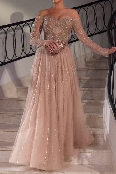 Champagne Strapless Sparkling Bright Dress