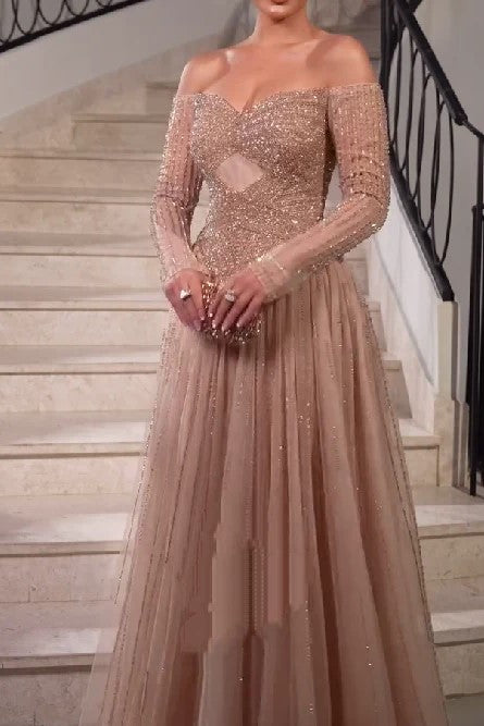 Champagne Strapless Sparkling Bright Dress