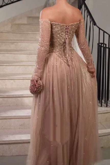 Champagne Strapless Sparkling Bright Dress