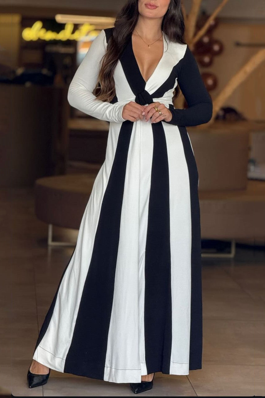 Crepe V-Neck Slim Fit Midi Dress