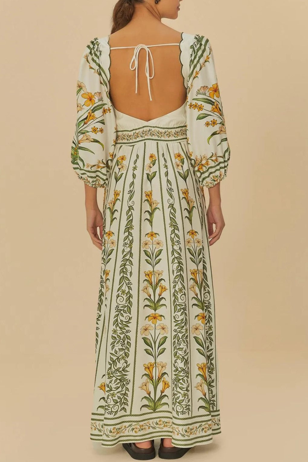 Antonia Square Neck Daffodil Print Dress