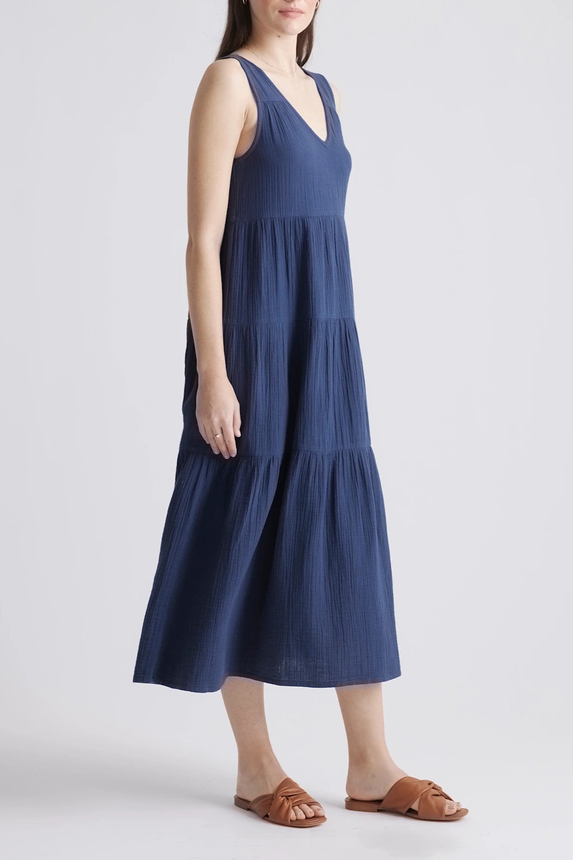 [Last Day Sale 33% off]Organic Cotton Gauze Tiered Maxi Dress