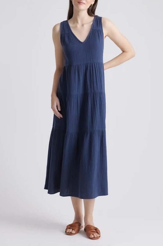 [Last Day Sale 33% off]Organic Cotton Gauze Tiered Maxi Dress