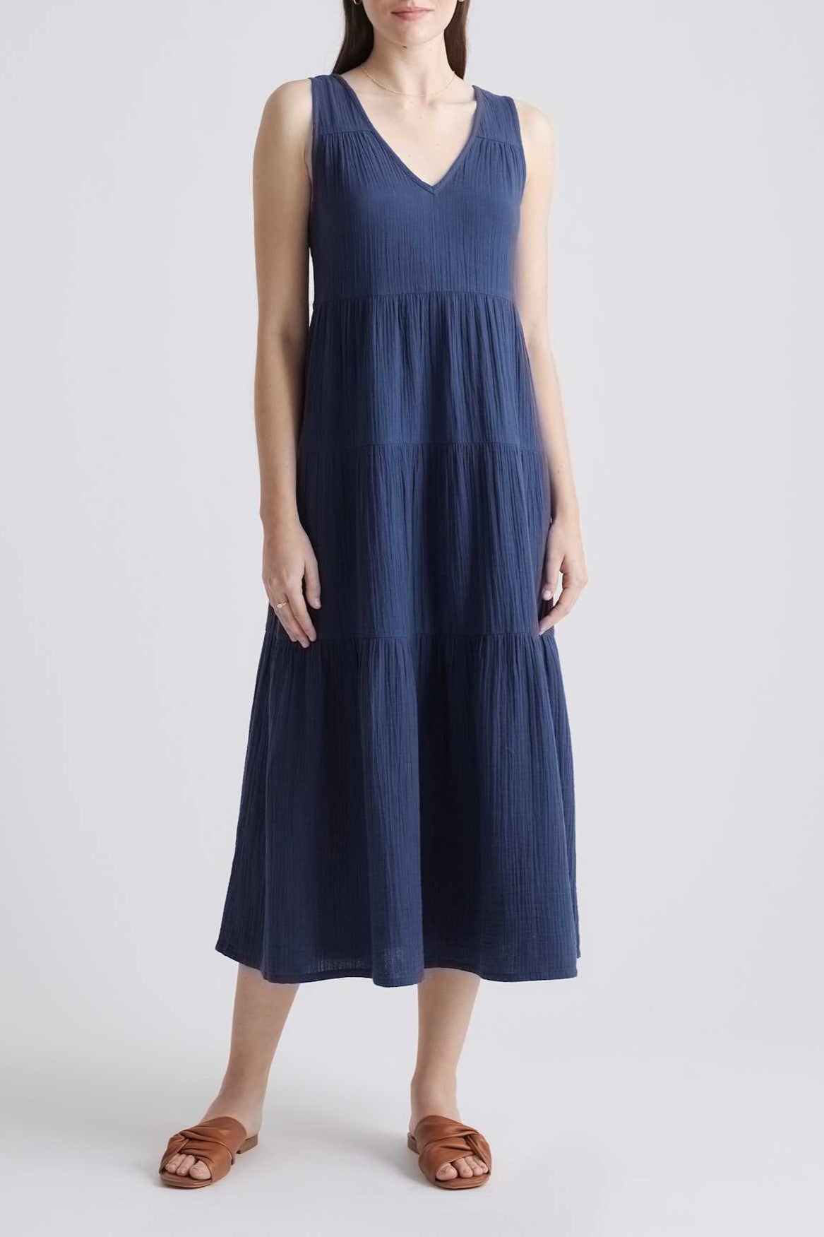[Last Day Sale 33% off]Organic Cotton Gauze Tiered Maxi Dress