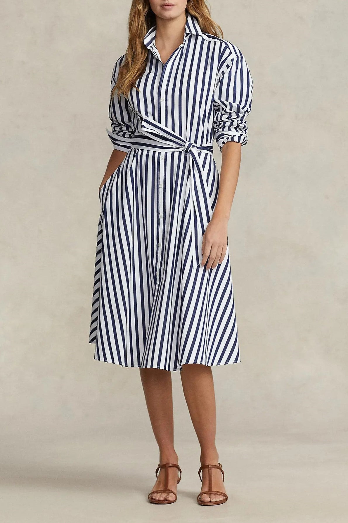 Women's Striped Elegant Shirt Dress