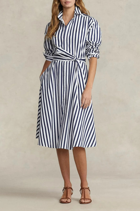 Women's Striped Elegant Shirt Dress