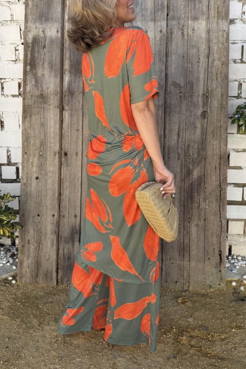 Elegant Abstract Knot Long Jacket and Pants Set