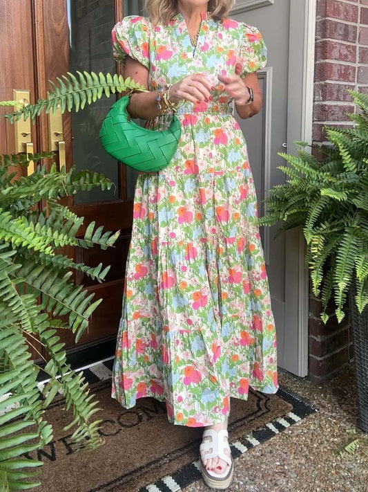 Brett Floral Elastic Waist Dress