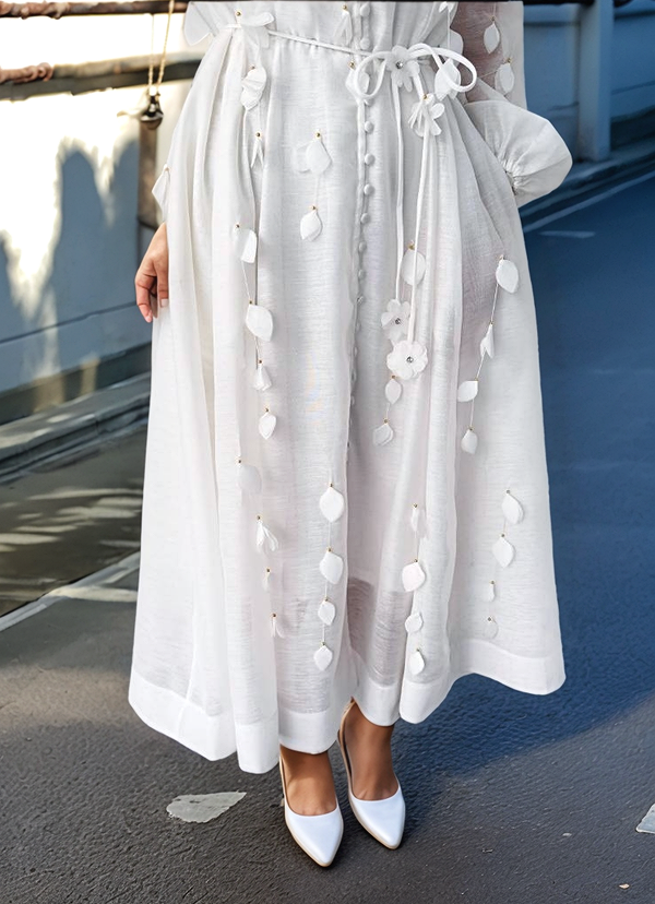Elegant Leaf Mesh Maxi Dress