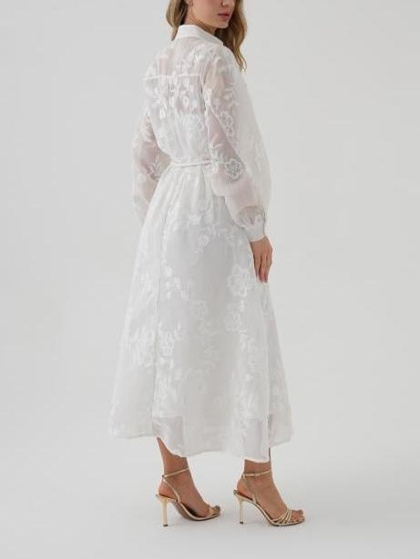 Embroidered Printed V-neck Dress