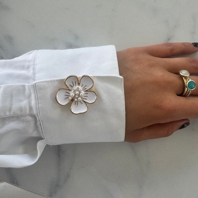 Exquisite Handcraft Flower And Pearl Cufflinks