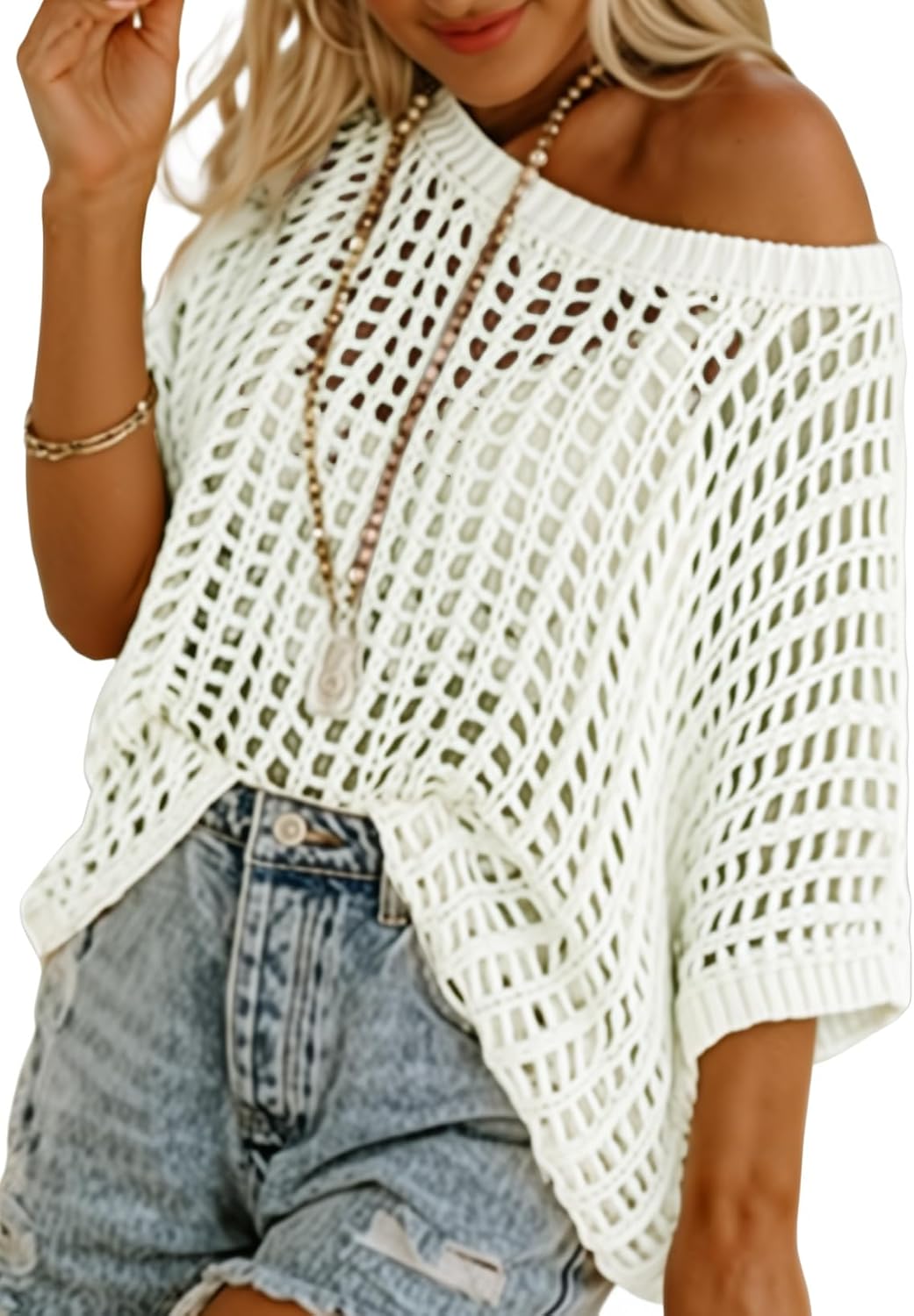 Women‘s Crochet Hollow Out Knit Coverup