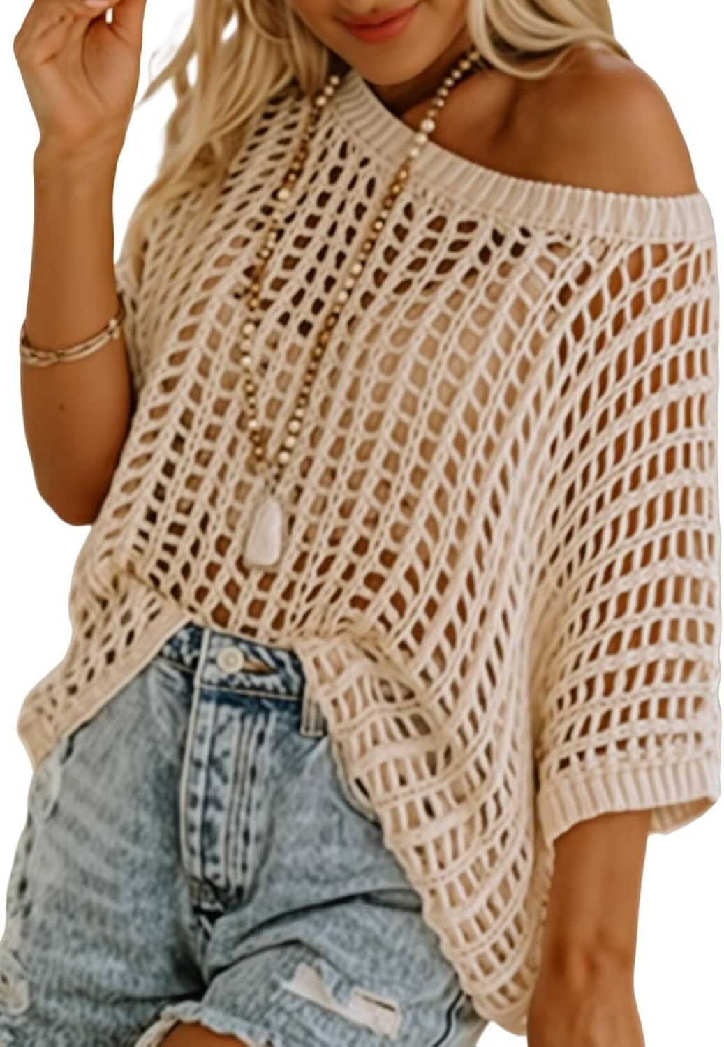 Women‘s Crochet Hollow Out Knit Coverup