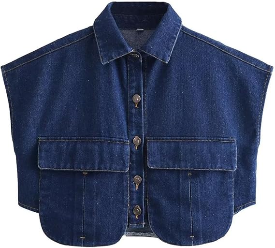 Women‘s Cropped Button Down Denim Top
