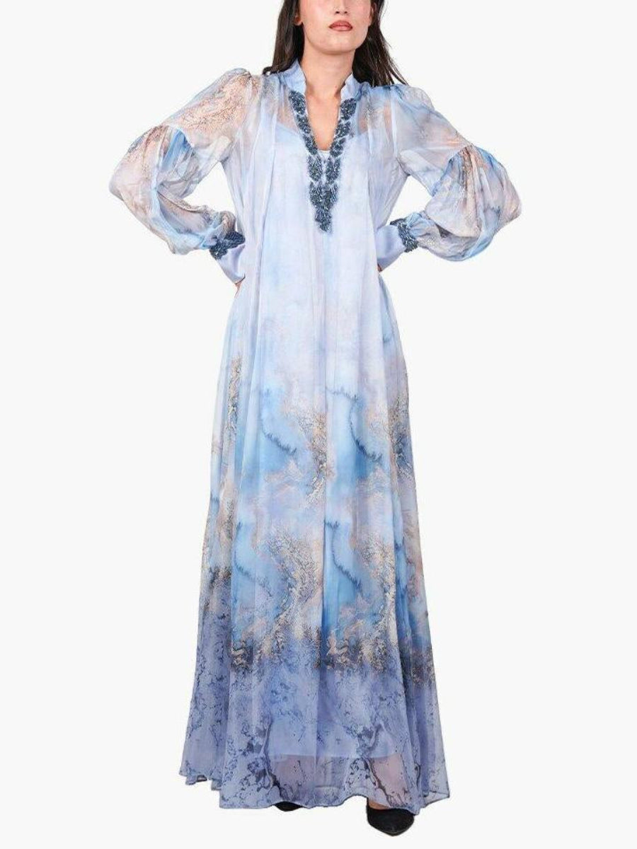 Summer Blue Tulle Maxi Dress