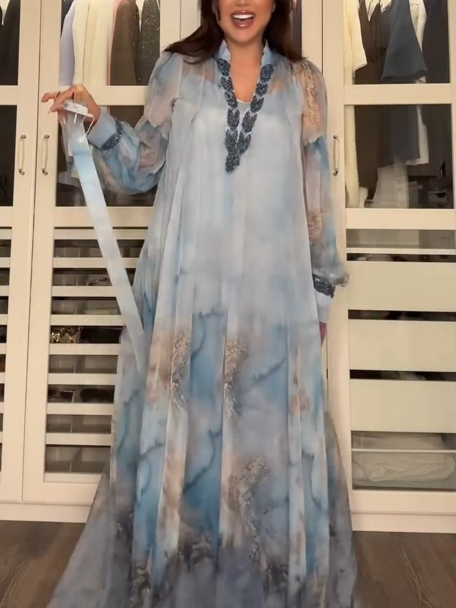 Summer Blue Tulle Maxi Dress