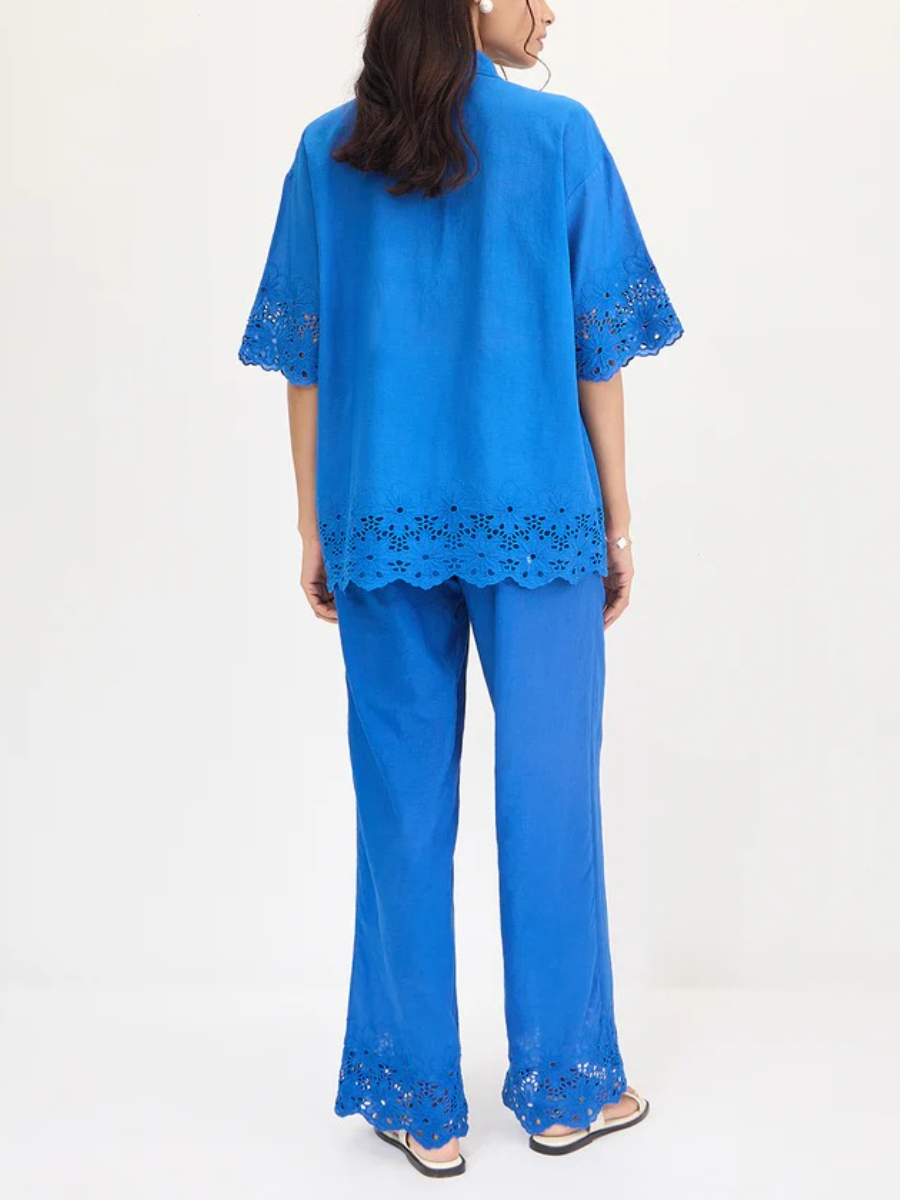 Fashion Lace Solid Color Two-piece Set