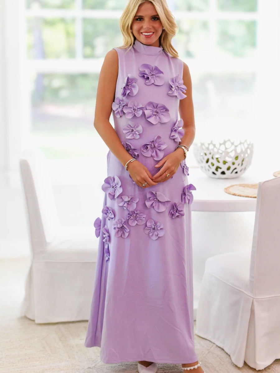 Fanci Floral Applique Maxi Dress