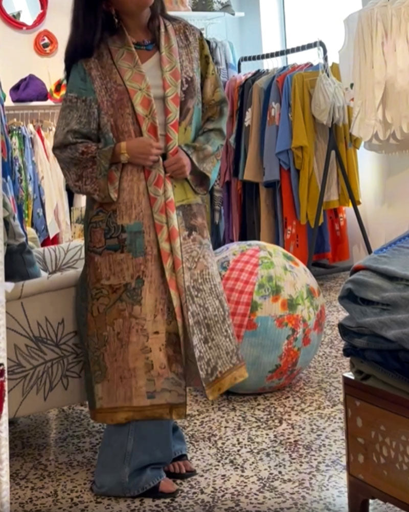 Fashion Retro Double-sided Print Cardigan